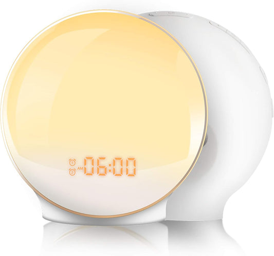 TITIROBA 光 目覚まし時計 置き時計 子供 かわいい デジタル めざまし時計 LED 調光 自然音 ルームライト 光る 目覚まし ライト 間接照明 ベッドサイドランプ アラーム シンプル 快眠 大音量