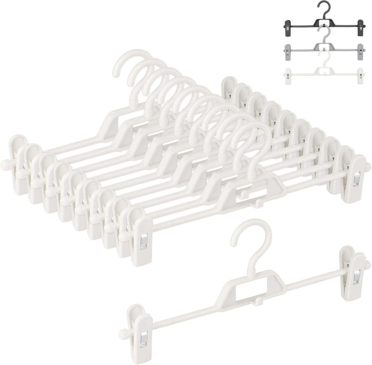 TITIROBA ズボン・スカート用クリップハンガー ホワイト 10本組