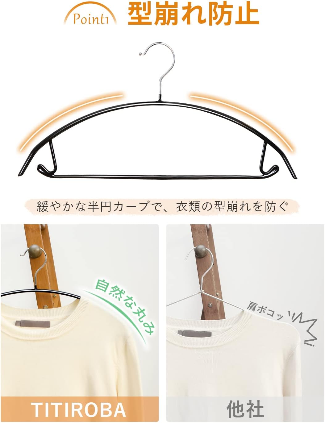 TITIROBA スーツ・コート用すべらないハンガー