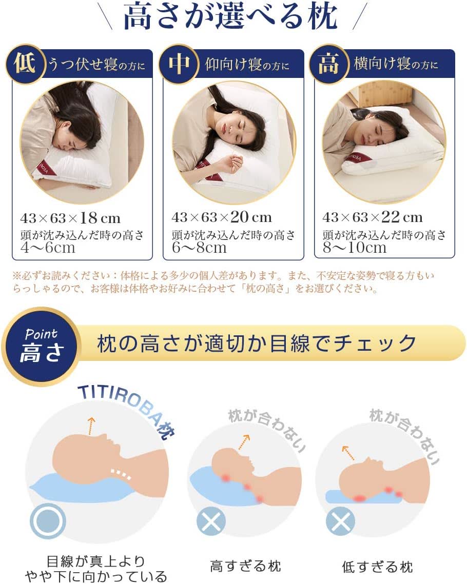 TITIROBA 枕 高反発 通気性良い 丸洗い可能