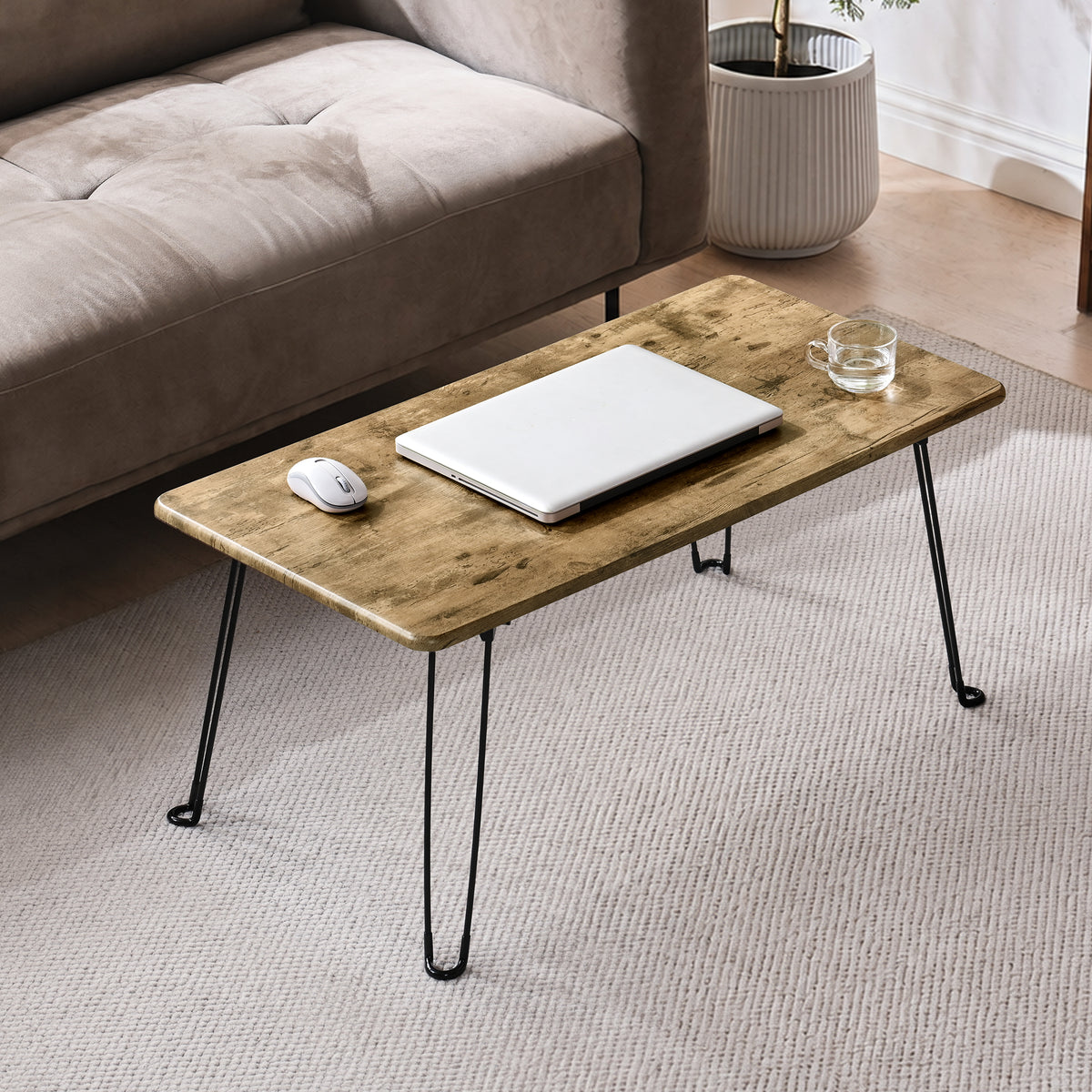 TITIROBA 折りたたみローテーブル 完成品 高さ33.5cm/39.5cm 小さいテーブル ちゃぶ台 キッズテーブル 座卓 四角型 長方形 モダン 収納 折りたたみ脚 コンパクト 頑丈 机 一人暮らし ヴィンテージウッド 90*45*39.5cm