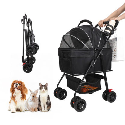 ペットカート チチロバ(Titiroba) 分離式 犬 カート 3WAY 犬用 ベビーカー ペットバギー ワンタッチ折り畳み 対面式 フルオープン 前輪360°回転 後輪ブレーキ付 耐荷重20kg 多頭の小型犬&猫 中型犬一匹用 お出かけ 散歩 キャンプ カップホルダー、フック付き